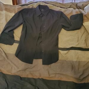 Express stretch,  form fitting, button shirt.  Qtr sleeve,  black